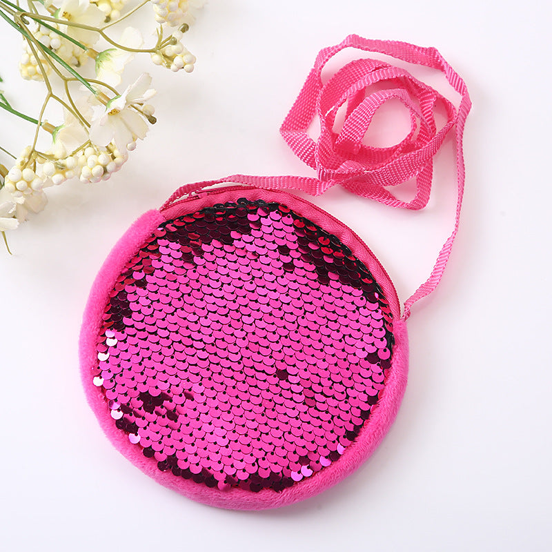 Wholesale Cute Plush Sequin Fabric Single Kids Bag